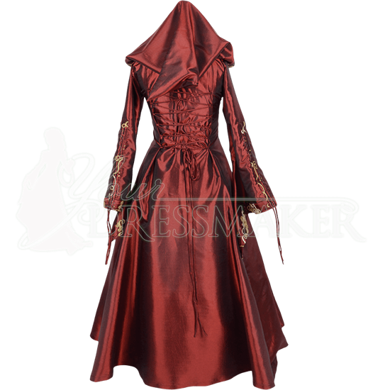 Hooded Renaissance Sorceress Gown - Burgundy - MCI-499 by Medieval and ...