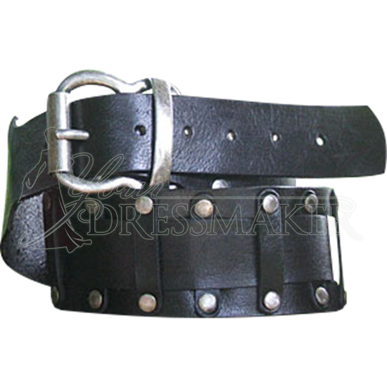 Black Leather Belt and Buckle Norman Medieval Style 