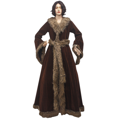 Womens Medieval Fur Trimmed Coat