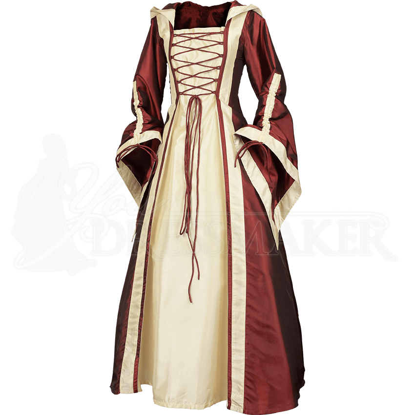 Hooded Renaissance Sorceress Dress - Burgundy - MCI-616-Burg by ...