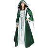Hooded Renaissance Sorceress Dress - Green