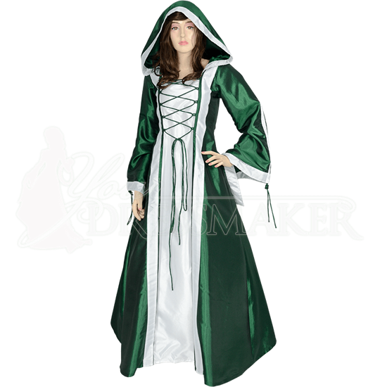 Hooded Renaissance Sorceress Dress - Green - MCI-616-Grn by Medieval ...