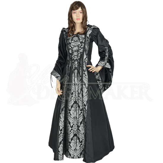 Alluring Damsel Dress with Hood - Black with Silver - MCI-621 by ...