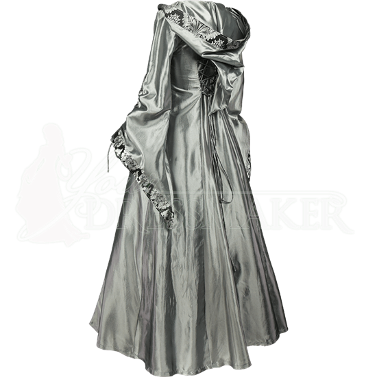 Alluring Damsel Dress with Hood Silver with Black MCI623 by Medieval and Renaissance