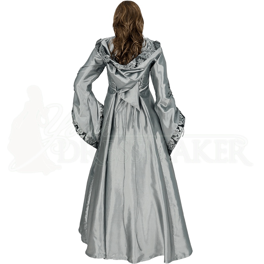 Alluring Damsel Dress with Hood Silver with Black MCI623 by Medieval and Renaissance